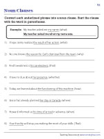 Clause Worksheets | Types of Clauses