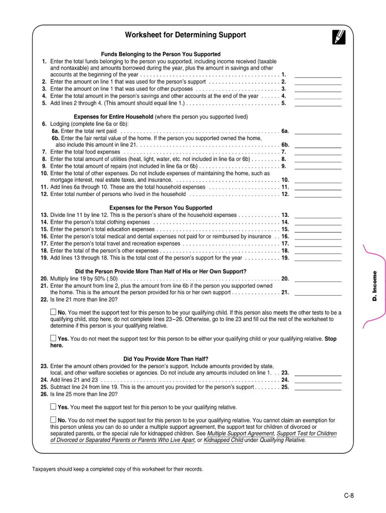 Worksheet For Determining Support - Fill Online, Printable ...