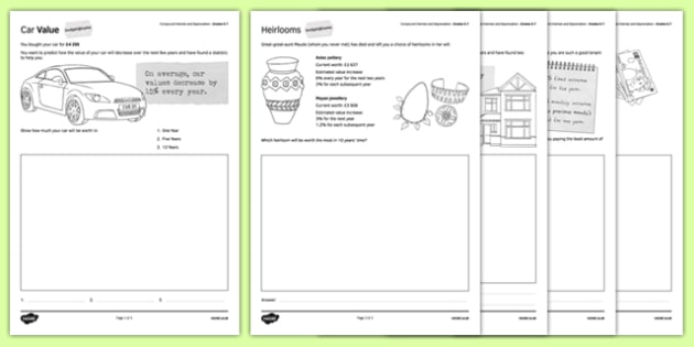 Budget at Home Compound Interest and Depreciation Worksheet ...