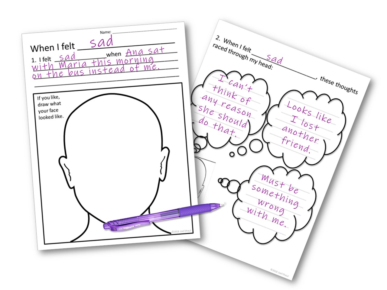 CBT Childrens Emotion Worksheet Series: 7 Worksheets for Dealing ...
