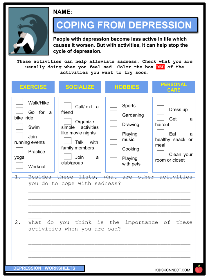 Depression Causes, Types, Treatment, Facts &  Worksheets for Kids
