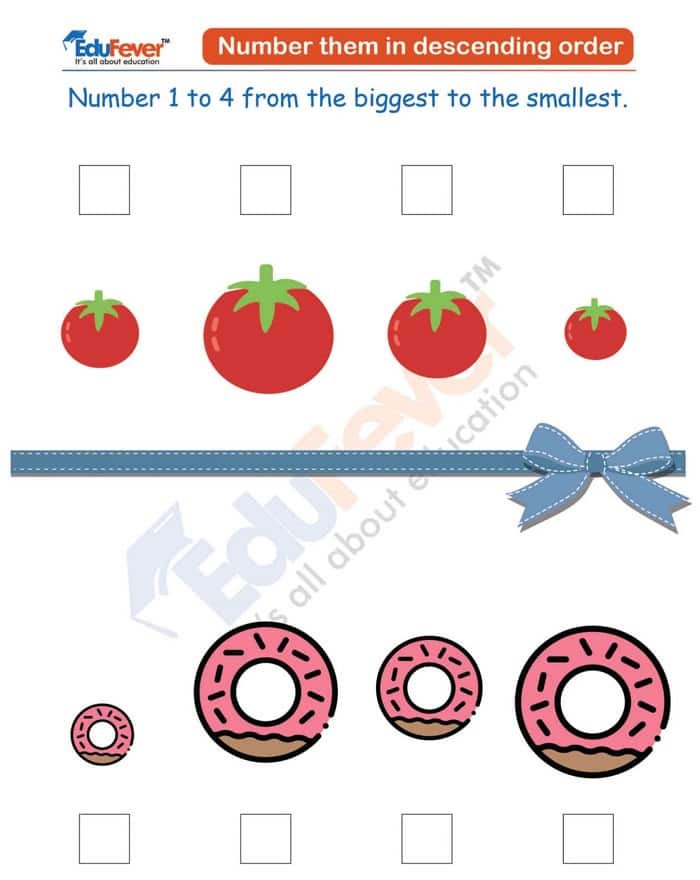 Class UKG - Numbering in Descending Order Maths Worksheet in PDF
