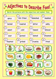Adjectives to Describe Food (3/3) - Matching - ESL worksheet by ...