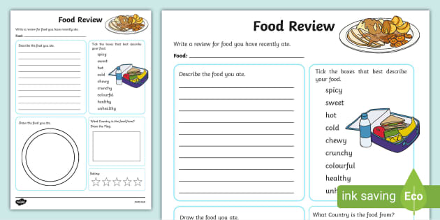 KS1 Food Review Worksheet | Great World Food Day Idea