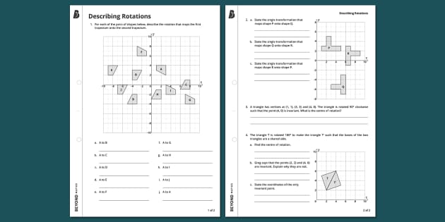 ? Describing Rotations Worksheet | KS3 Geometry | Beyond Maths