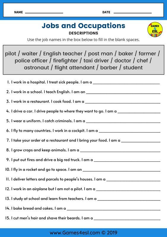 Job Descriptions ESL Worksheet | ✔️ ✔️ ✔️ ITTT