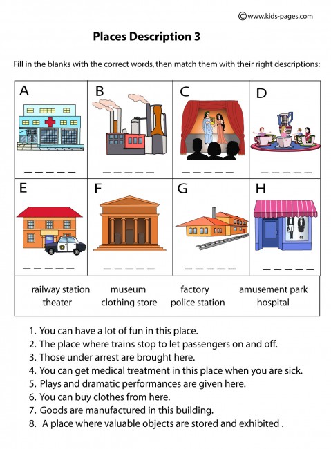 Places Descriptions 3 worksheet