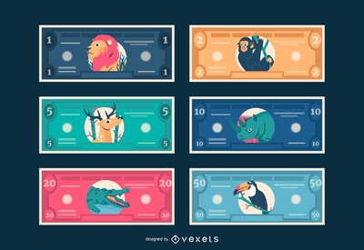 Kid Bucks Animal Themed Printable Play Money Vector Download