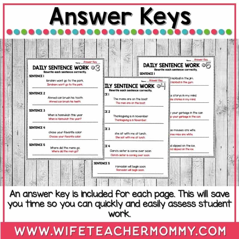 5th Grade Fix the Sentence Worksheets - Wife Teacher Mommy