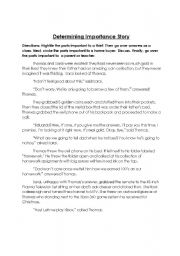 English worksheets: Determining Importance