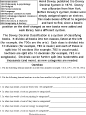 Dewey Decimal System Worksheets: EnchantedLearning.com