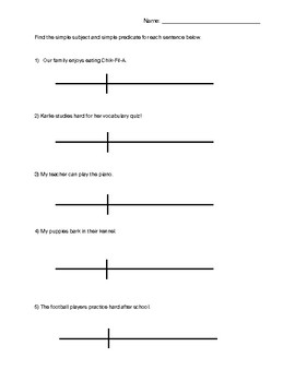 diagramming sentences worksheet 6th grade