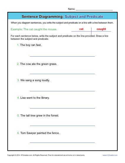 diagramming sentences worksheet