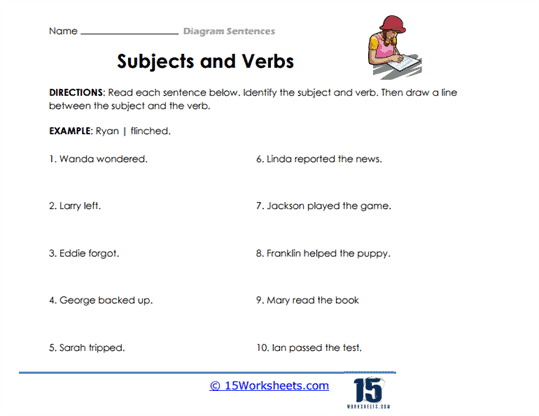 Diagramming Sentences Worksheets 15 Worksheets com Worksheets Library
