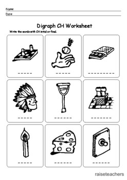Diagraph CH Initial and Final Writing Words Worksheet (Answer Key ...
