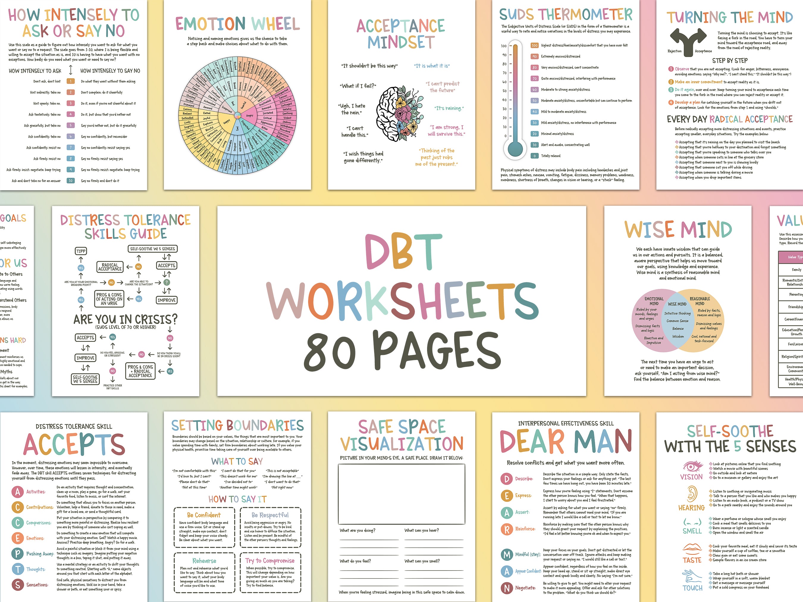 20 DBT Worksheets and Dialectical Behavior Therapy Skills Worksheets Library