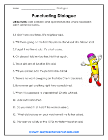 Dialogue Worksheets