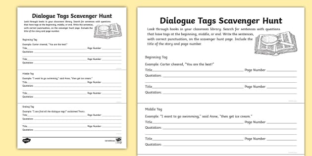dialogue tags worksheet