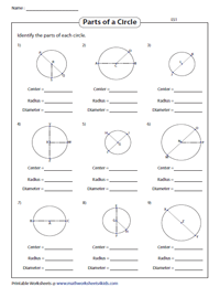 Circles Worksheets