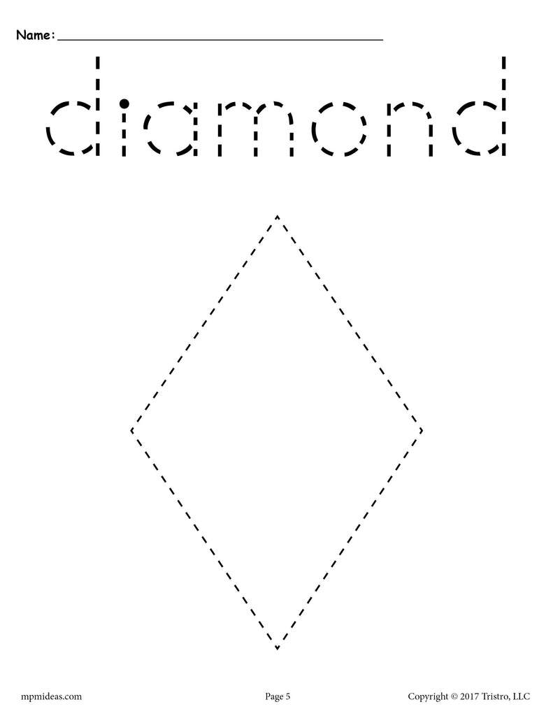 Diamond Tracing Worksheet - Printable Tracing Shapes Worksheets ...