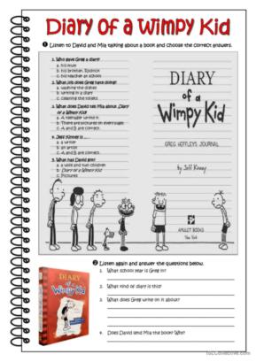 diary of a wimpy kid worksheet