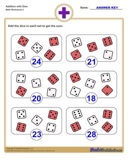 Dice Addition Worksheets