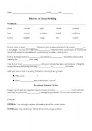 English worksheets: Diction Worksheet