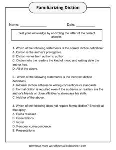 Diction Examples, Definition and Worksheets | KidsKonnect