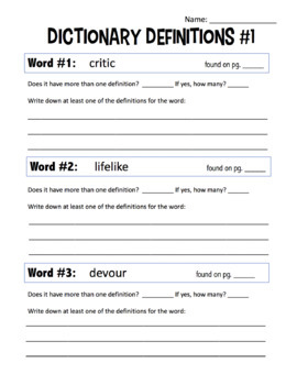 Dictionary Skills Worksheet by Wild Sonora | TPT