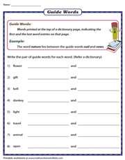 dictionary skill worksheet 3rd grade