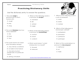 Dictionary Skills Worksheets