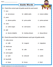 Dictionary Skills Worksheets
