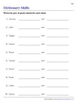Dictionary Skills Worksheets