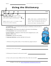 Using Dictionaries and Glossaries Worksheets