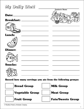 diet and nutrition worksheet