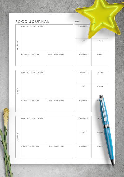 diet food journal printable