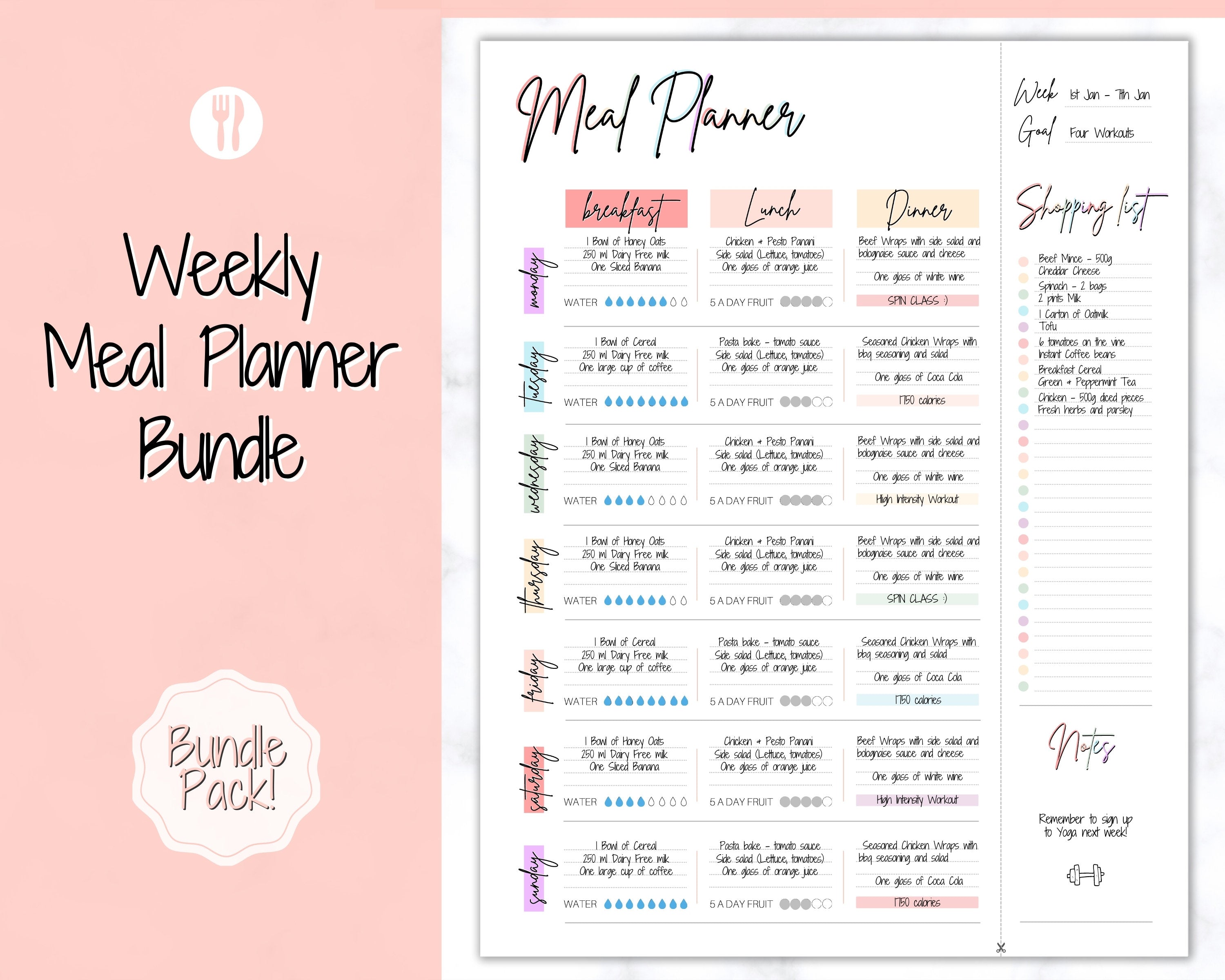 diet food journal printable