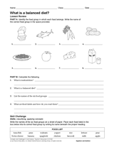 What Is a Balanced Diet? Health &  Nutrition Printable (6th-12th ...
