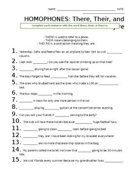 20+ Free There Their Theyre Worksheet Collection For Teaching ...