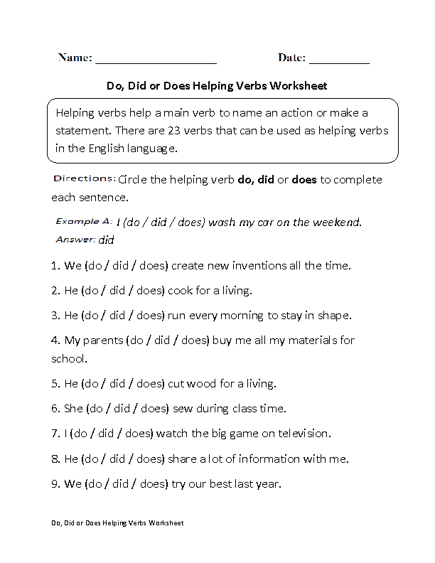 worksheets library | Verbs Worksheets
