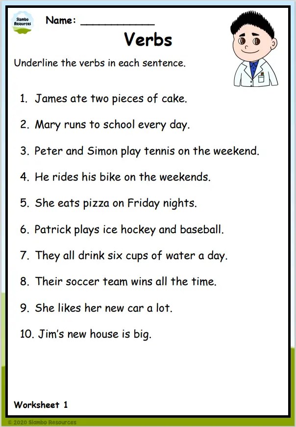 Grade 3 Verb Worksheets | Free Printables | Worksheets
