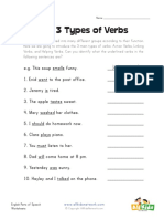 different types of verbs worksheet