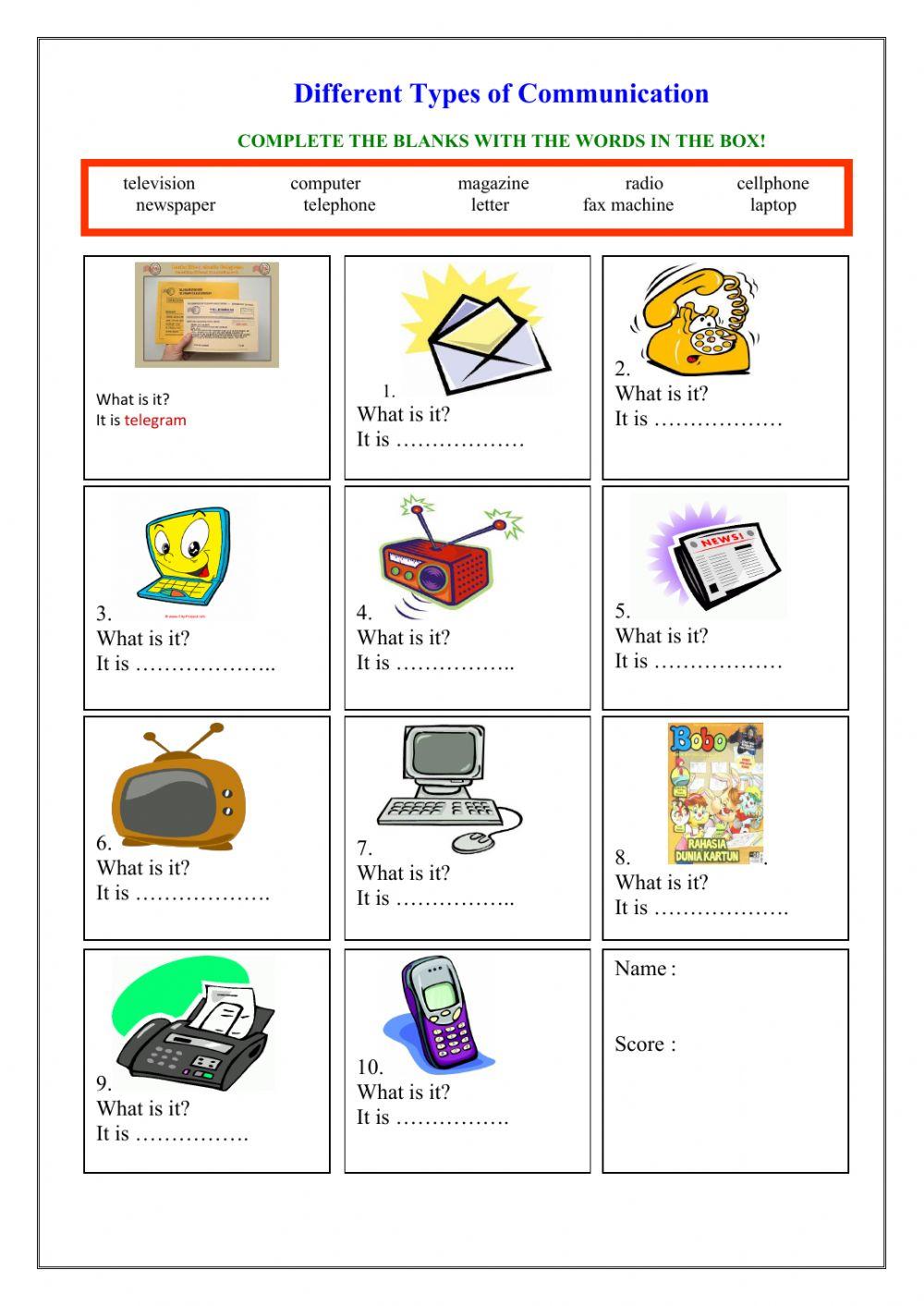 Different types of communication online exercise for Live Worksheets