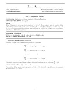 Linear Systems: Applications of Linear Algebra to Differential ...