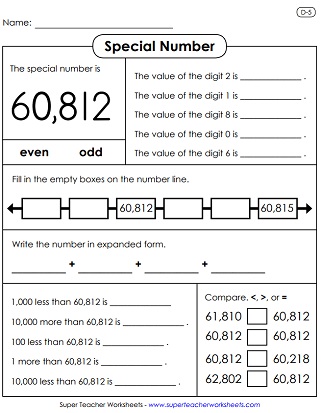 Place Value Worksheets (5-Digit Numbers)
