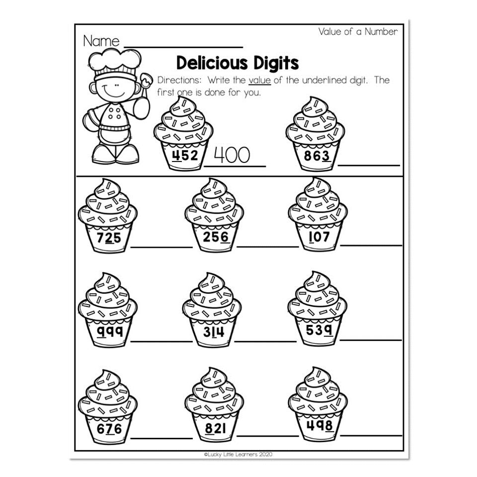 2nd Grade Math Worksheets - Place Value - Value of a Number ...