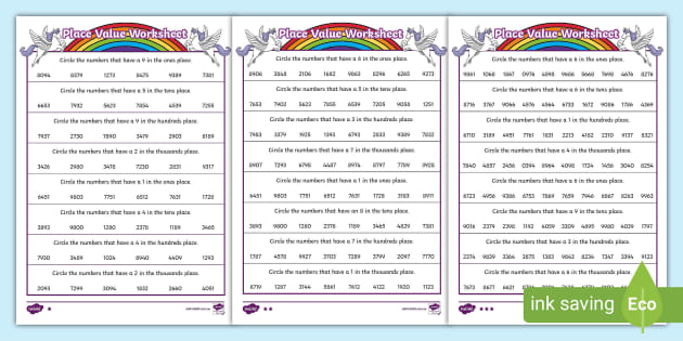 Place Value Worksheets 4 Digits (teacher made) - Twinkl