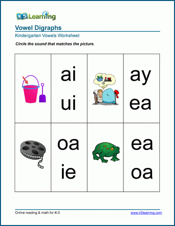 Vowel Digraph Worksheets for Preschool and Kindergarten | Worsheets library