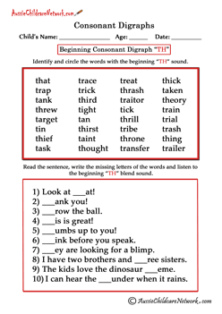 Consonant Digraphs - Aussie Childcare Network