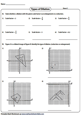 Dilation with Center at Origin | Dilation Worksheets